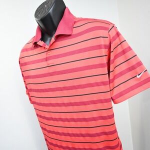 Nike Golf Polo Tour Performance Dri Fit Striped Short Sleeve Mens Size Large